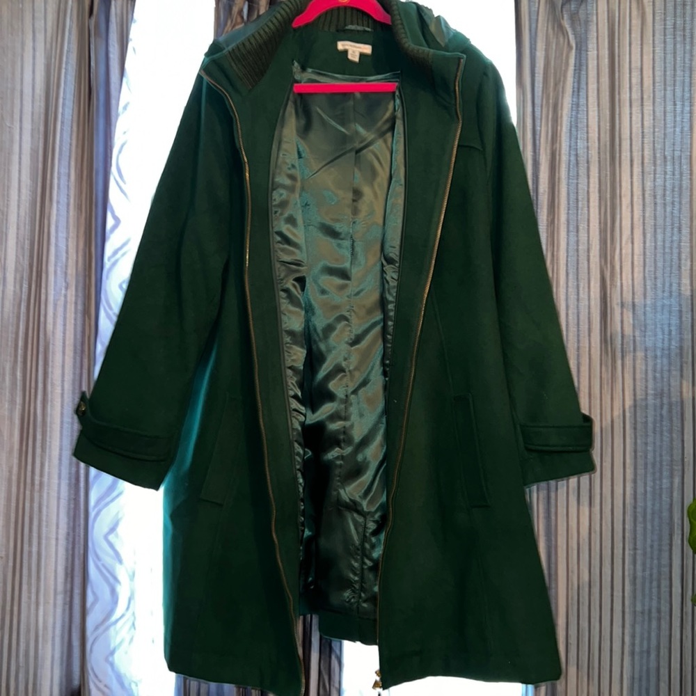 Isaac Mizrahi hunter green wool blend jacket EUC